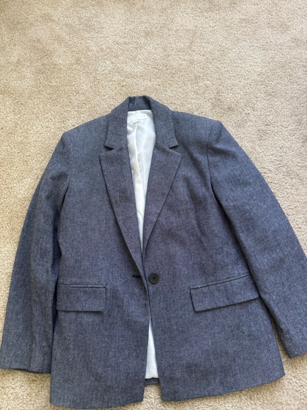 Gray Wool Blazer - Classic Single-Button Jacket